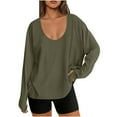 thumbnail image 1 of LEBONYARD Women's Trendy Oversized Crew Neck Soft Pullover Tops Casual Solid Colored Round Neck Long Sleeve Smooth Loose Fit Ladies Daily Tops, 1 of 7