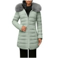 thumbnail image 1 of LEBONYARD Women's Trendy Plush Zipper Hooded Padded Puffer Coat Casual Solid Colored Long Sleeve Long Length Loose Warm Fit Pocket Winter Puffer Coat, 1 of 5
