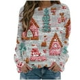 thumbnail image 1 of LEBONYARD Women's Trendy Round Neck Christmas Cute Printed Long Sleeve Loose Warm Fitting Pullover Blouse Casual Crew Neck Hoodless Sweatshirts, 1 of 5