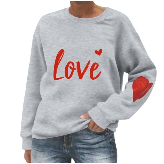 LEBONYARD Women's Trendy Round Neck Multiple Valentine's Day Printed Long Sleeve Loose Warm Fitting Casual Fashion Regular Pullover Sweatshirts