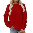 thumbnail image 1 of LEBONYARD Women's Trendy Round Neck Solid Colored Long Sleeve Soft Touching Pullover Sweatshirts Casual Ladies Crew Neck Loose Fitting Sweatshirts, 1 of 6