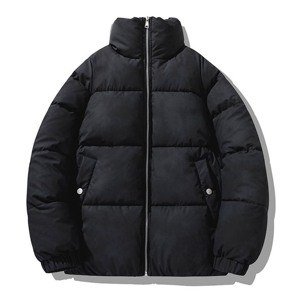 LEBONYARD Women's Trendy Size Plus Zipper Stand-Up Collar Solid Colored Long Sleeve Parkas Casual Loose Warm Fitting Double Pocket Outwear Jackets