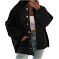 thumbnail image 1 of LEBONYARD Women's Trendy Stand Up Collar Solid Colored Drop Shoulder Sleeve Mid Length Loose Warm Fitting Casual Large Pocket Outerwear Button Jacket, 1 of 9
