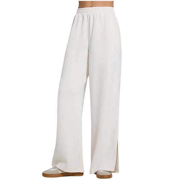 LEBONYARD Women's Trendy Straight Cylinder Yoga Pants Leisure Solid Colored Loose Fitting Long Length Fork Drooping Sensation Pocket Sports Yoga Pants