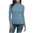 thumbnail image 1 of LEBONYARD Women's Trendy Turtleneck Chic Groove Ribbed Striped Solid Colored Long Sleeve Pullover Casual Ladies Loose Warm Fitting Fall Winter Tops, 1 of 9