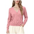thumbnail image 1 of LEBONYARD Women's Trendy V-Neck Button Slim Cardign Sweaters Casual Long Sleeve Solid Colored Warm Comfortable Fitting Ladies Fall Winter Sweaters, 1 of 9