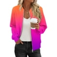thumbnail image 1 of LEBONYARD Women's Trendy Zipper Stand Up Collar Hoodless Loose Fitting Chic Gradient Color Long Sleeved Casual Ladies Outdoor Sports Jacket Coat, 1 of 6