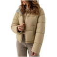 thumbnail image 1 of LEBONYARD Women's Trendy Zipper Stand-Up Collar Solid Colored Loose Warm Fitting Outerwear Puffer Jacket Casual Ladies Long Sleeve Comfortable Coat, 1 of 6