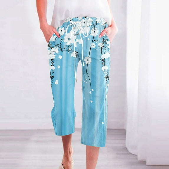 LEBONYARD Women's Wide Leg Trousers,Womens Pants Plus Size Clerance Elastic Waist,Women Casual Pants Straight Leg Drawstring Elastic Waist Loose Comfy Trousers with Pockets Multicolor S