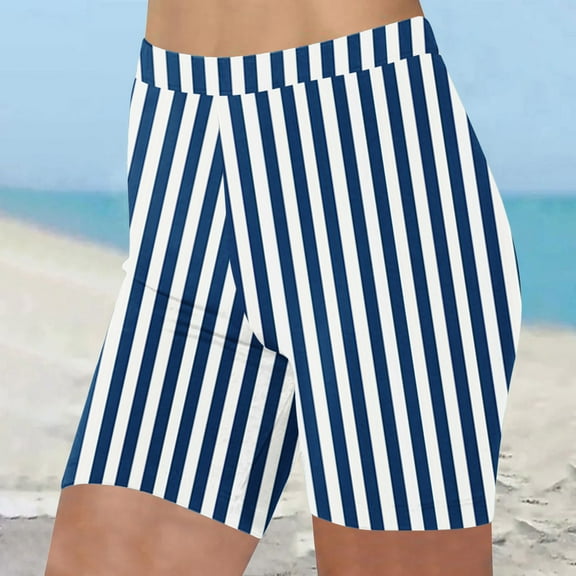 LEBONYARD Women's Yoga Shorts-Perfect for a Day at the Park,Women's Summer High Waisted Shorts Summer Casual Stretch Short Sport Shorts Blue S