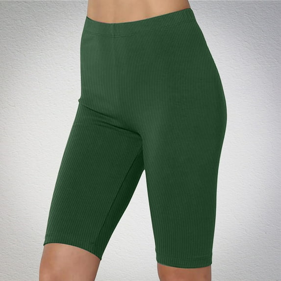 LEBONYARD Women's Yoga Shorts-The Comfiest Way to Stay Active,Women’s Elastic Waist Summer Solid Casual with Outing Half Shorts Pants Green XL