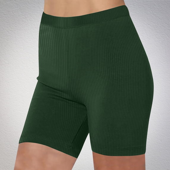 LEBONYARD Women's Yoga Shorts-The Ideal Choice for Fitness Enthusiasts,Women’s Elastic Waist Summer Solid Casual with Outing Shorts Pants Green S