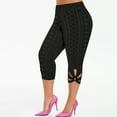 thumbnail image 1 of LEBONYARD Womens Capris with Pockets,Womens Capris for Summer fashion,Fashion Women Plus Size Solid Hollow Elastic Waist Casual Leggings Capris Pants Black XXXL, 1 of 7