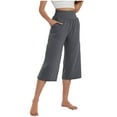 thumbnail image 1 of LEBONYARD Womens Capris with Pockets,Womens Capris for Summer fashion,Women Capris Solid Elastic Waist Pocket Cropped Pants Stretchy Stylish Pants Yoga Sports Yoga Pants Dark Gray M, 1 of 9