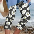 thumbnail image 1 of LEBONYARD Womens Capris Pull-on Pants,Soft Yoga Capris Leggings for Women Summer deals,Womens Athletic Cropped Pants Floral Printing Casual Elastic Waist Beach Pants Black XXXL, 1 of 5