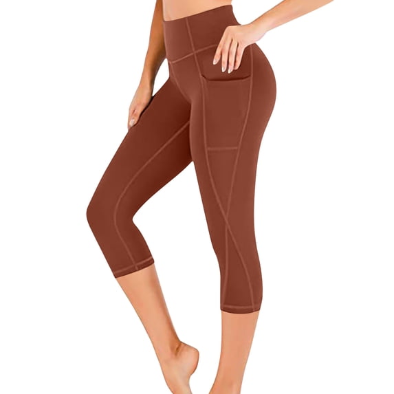 LEBONYARD Womens Capris Pull-on Pants,Womens Capris for Summer Clearance summer fall,Women's Stretch Yoga Leggings Fitness Running Gym Sports Pockets Active Pants Red XXL
