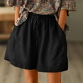 thumbnail image 1 of LEBONYARD Womens Capris for Summer Dressy clearance,Linen Shorts for Women,Women Summer High Waisted Linen Short Wide Leg Shorts with Pockets Black XXL, 1 of 7
