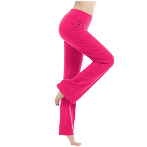 LEBONYARD Womens Casual Wide Leg Pants High Waisted,Plus Size Womens Pants Clearance,Women's Loose High Waist Wide Leg Pants Workout Out Leggings Casual Trousers Yoga Gym Pants Hot Pink XL