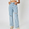thumbnail image 1 of LEBONYARD Womens Casual Wide Leg Pants High Waisted,Women'S High Waist All Straight Leg Wide Leg Pants Jeans Light Blue L, 1 of 7