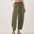 thumbnail image 1 of LEBONYARD Womens Casual Wide Leg Pants High Waisted,Women's New Summer Solid Color Ice Silk Wrinkled Pants Army Green S, 1 of 7