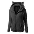 thumbnail image 1 of LEBONYARD Womens Coats and Jackets Plus Size,Jackets for Women Lightweight,Women Hooded Sweatshirt Winter Warm Wool Long Sleeve Zipper Coat OutwearTops with Pocket Black S, 1 of 4