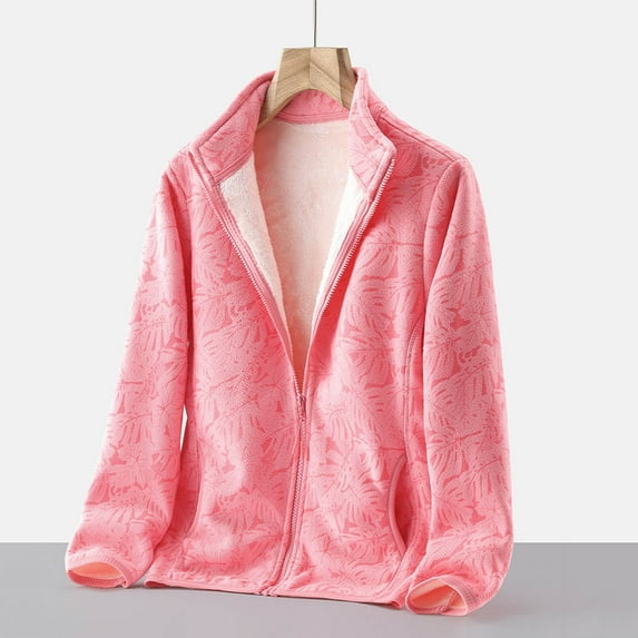 LEBONYARD Womens Coats Plus Size,Outwear Warm Women Plus Size,Ladies Thickened Windproof Warm Fleece + Coral Fleece Fleece Camouflage Sweater Jacket Pink XXXL