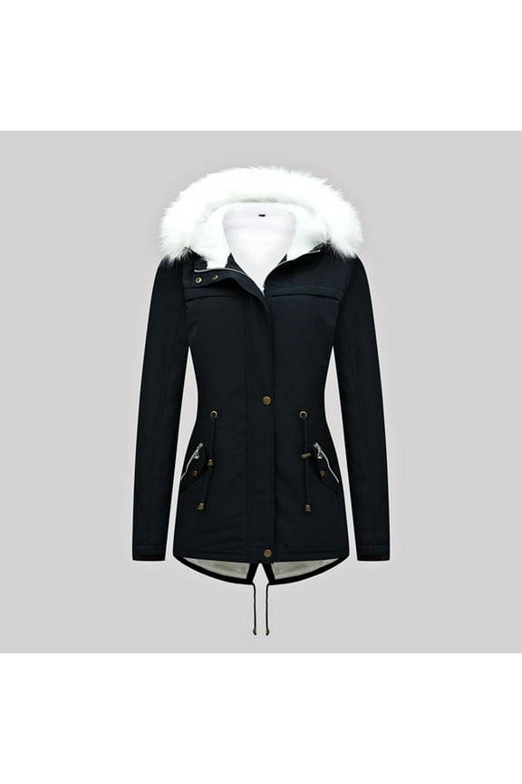 Womens Coats Plus Size,Outwear Warm Women Plus Size,Women's Winter Solid Color Thickened Plush Cotton Plush Collar Coat Cotton Jacket Warm Plush Coat Navy L