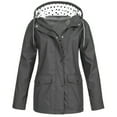 thumbnail image 1 of LEBONYARD Womens Coats and Jackets Clearance,Overcoat for Women,Women Solid Rain Jacket Outdoor Plus Size Hooded Raincoat Windproof Gray S, 1 of 3