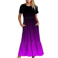 thumbnail image 1 of LEBONYARD Womens Dresses under $10,Womens Summer Dresses 50% off Clear,Women's Summer Casual Short Sleeve Crewneck Dress Flowy Tiered Maxi Beach Dress with Pockets Gradient Print Dress Purple XL, 1 of 7