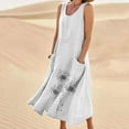 thumbnail image 1 of LEBONYARD Womens Dresses Plus Size,Womens Summer Dresses,New Women's Sleeveless Cotton and Linen Round Neck Printed Long Dress White XXL, 1 of 8