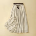 thumbnail image 1 of LEBONYARD Womens Flowy Long Maxi Skirt,Women's Summer Double Layered Solid and Linen Elastic Waist Skirt Khaki XXL, 1 of 9