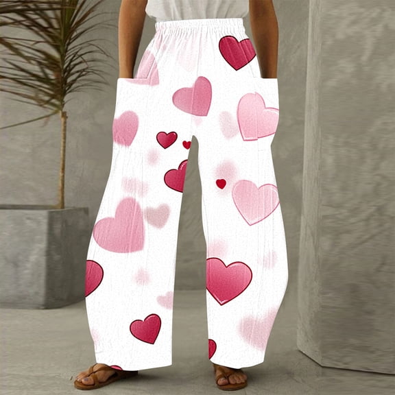 LEBONYARD Womens High Rise Dressy Wide Leg Pants,Women Casual Printing Pockets Elastic Mid-Waist Comfortable Wide-Legged Loose Pants Multicolor S