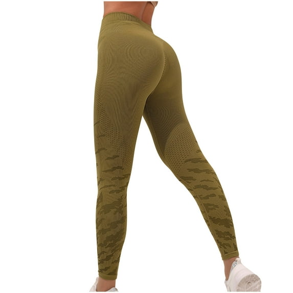 LEBONYARD Womens High Waist Ankle Yoga Leggings,Women's Pants Elastic Waist,Women's Seamless Hip Lift Fitness Running High-waisted Yoga Pants Army Green M