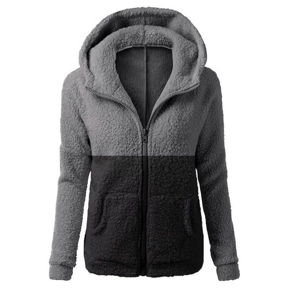 LEBONYARD Womens Jackets Dressy Casual,Coats for Women Dressy,Women Hooded Sweater Coat Winter Warm Wool Zipper Coat Cotton Coat Outwear Gray L