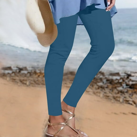 LEBONYARD Womens Leggings Clearance,Plus Size Womens Pants Clearance,Women's Fashion Print Leggings with Yoga Sport Elastic Pants Navy L