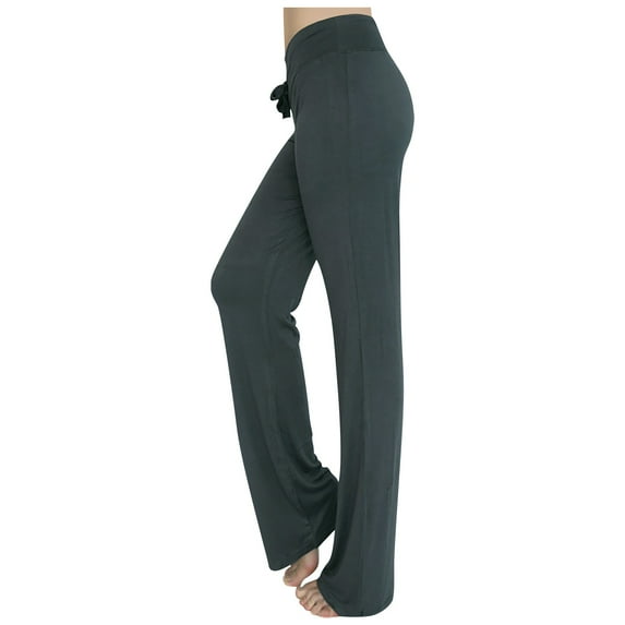 LEBONYARD Womens Leggings Clearance,Women's Loose High Waist Wide Leg Pants Workout Out Leggings Casual Trousers Yoga Gym Pants Dark Gray M