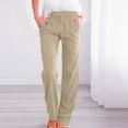 thumbnail image 1 of LEBONYARD Womens Pants Clearance under $10,Wide Leg Pants Women Dressy Spring Summer,Fashion Womens Casual Solid Color Elastic Loose Pants Straight Wide Leg Trousers Pants Beige L, 1 of 6
