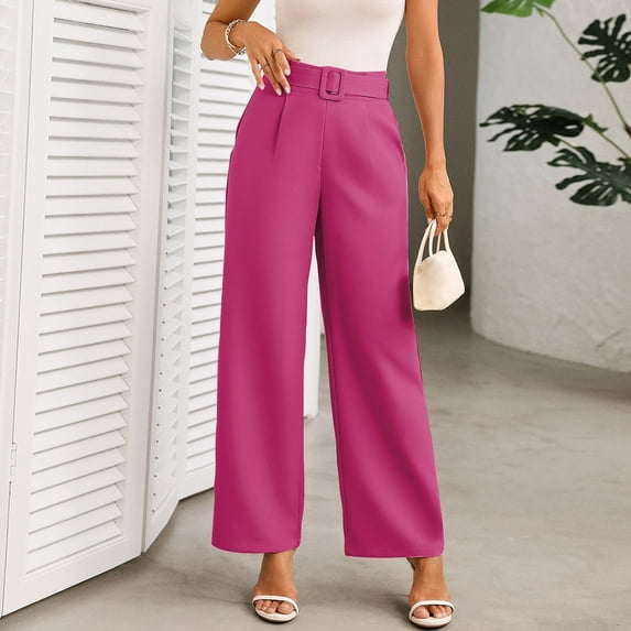 LEBONYARD Womens Pants Clearance Cargo,Women Casual Trousers High Waisted Loose Straight Leg Stylish Pants Suit Pants Hot Pink XXL