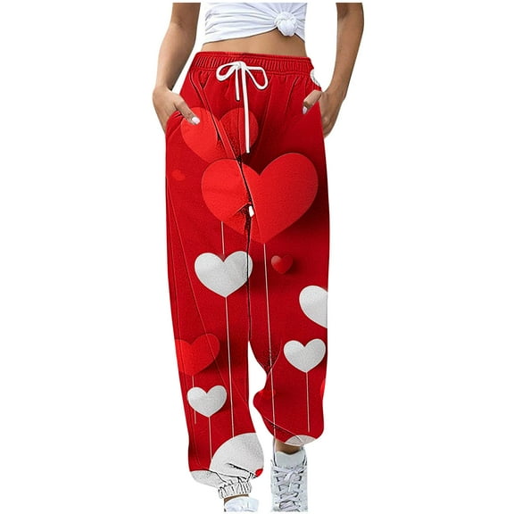 LEBONYARD Womens Pants Clearance Plus Size,Women's Casual Trousers Printing Drawstring Pants Waist Long Pants Sweatpants with Pocket Multicolor XXL