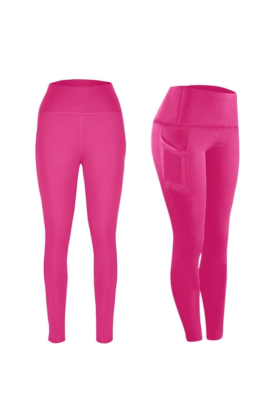 Womens Pants Clearance,Women Workout Out Pocket Leggings Fitness Sports Running Yoga Athletic Pants Hot Pink XXL
