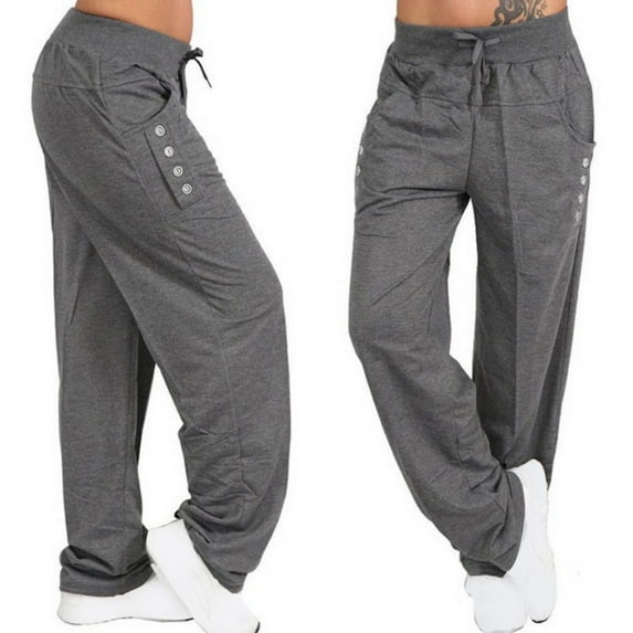 LEBONYARD Womens Pants Clearance,Womens Winter Wide Leg Yoga Sports Loose Casual Long Pants Trousers Dark Gray XXL