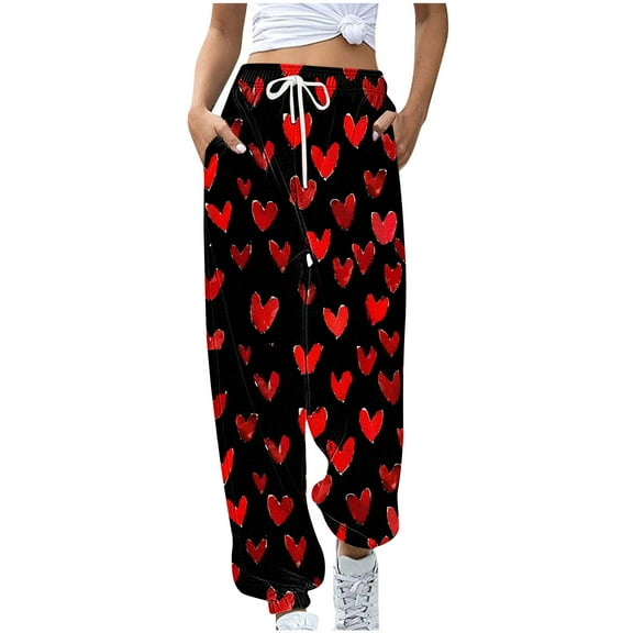 LEBONYARD Womens Pants Clearance under $10,Women's Casual Trousers Printing Drawstring Pants Waist Long Pants Sweatpants with Pocket Multicolor XXL
