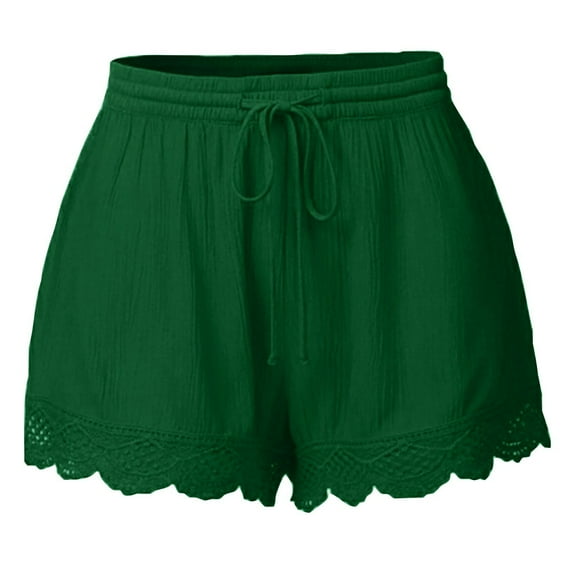 LEBONYARD Womens Pants Elastic Waist,Fashion Women Lace Plus Size Rope Tie Shorts Yoga Sport Pants Leggings Trousers Green M