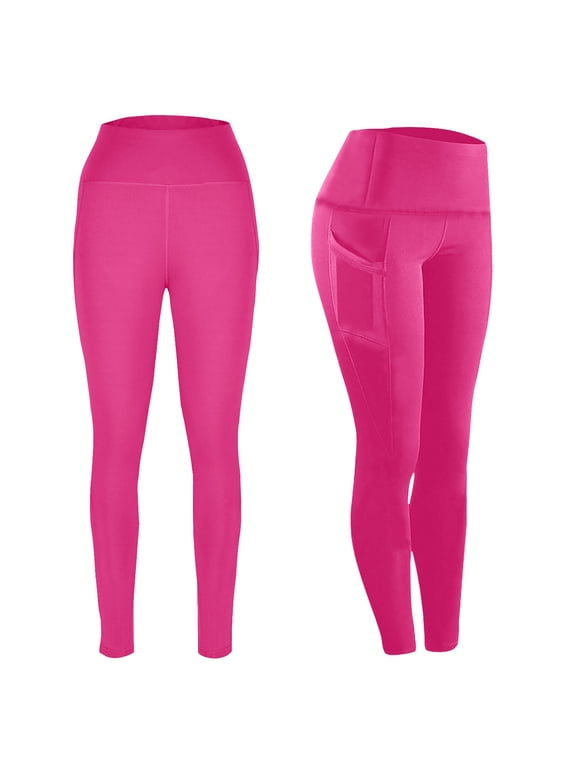 Womens Pants Plus Size Clerance $5,Women Workout Out Pocket Leggings Fitness Sports Running Yoga Athletic Pants Hot Pink S