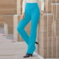 thumbnail image 1 of LEBONYARD Womens Pants Plus Size Clerance $5,Women's Flare Solid Suit Pants Leisure Trousers Bell-bottoms Solid Color Pants Sky Blue XXL, 1 of 7