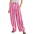 thumbnail image 1 of LEBONYARD Womens Pants Plus Size,Pants for Women Dressy Casual,Women's Summer High Waisted Wide Leg Pants Stripe Matching Yoga Gym Long Pants Hot Pink XXL, 1 of 5