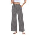 thumbnail image 1 of LEBONYARD Womens Pants Plus Size,Women Plus Size Cotton Linen Wide Leg Trouser,Women's Summer High Waisted Wide Leg Pants Stripe Matching Yoga Gym Long Pants Dark Gray XXL, 1 of 4