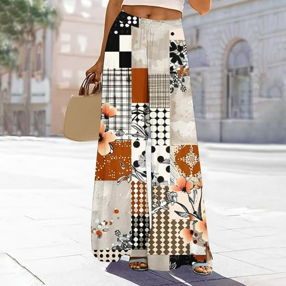 LEBONYARD Womens Pants Plus Size,Womens Trousers High Waisted,Women's Solid Color Sports Loose Casual Wide Leg Pocket Pants White L