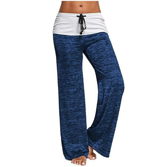 LEBONYARD Womens Pants Wide Leg,Women's Patchwork Yoga Quick-drying Sports Pants Outdoor Casual Wide-leg Pants Blue S