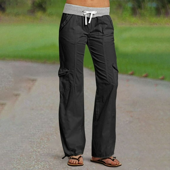 LEBONYARD Womens Pants Wide Leg,Womens Pants Trendy,Women's Comfortable Cropped Leisure Time Pants Color Sweatpants Yoga Pants Dark Gray M